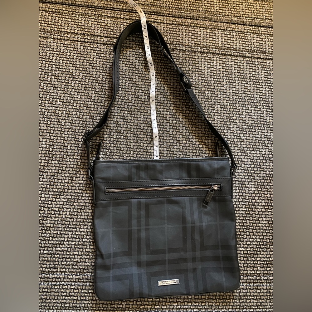 BURBERRY Black Check Messenger Bag w/LOGO Strapping/italian made🎁EUC - Picture 11 of 13